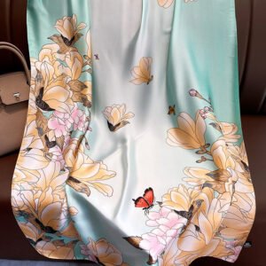 Khăn lụa đi biển cao cấp họa tiết hình hoa WDKL1