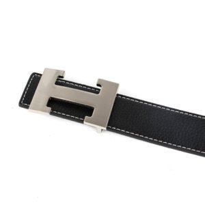 Thắt lưng da bò nguyên miếng màu đen mặt bạc TCD-WD05