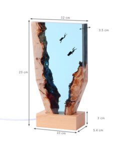 Đèn trang trí bằng gỗ kết hợp Epoxy để bàn cao cấp - WAD003 làm quà sinh nhật, quà lưu niệm, giáng sinh, trang trí - decor...