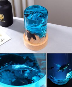 Đèn trang trí bằng gỗ kết hợp Epoxy hình trụ làm quà sinh nhật, quà lưu niệm, giáng sinh, trang trí - decor...