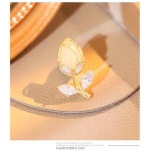 Ghim cài áo hình búp sen đính đá Zircon cao cấp làm quà tặng bạn gái, sếp nữ, mẹ, cô, dì, chị - em gái...