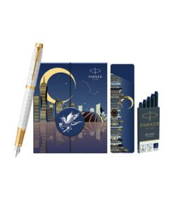 Set bút máy Parker cao cấp PK058 màu trắng kèm 5 ống mực, hộp và túi hãng