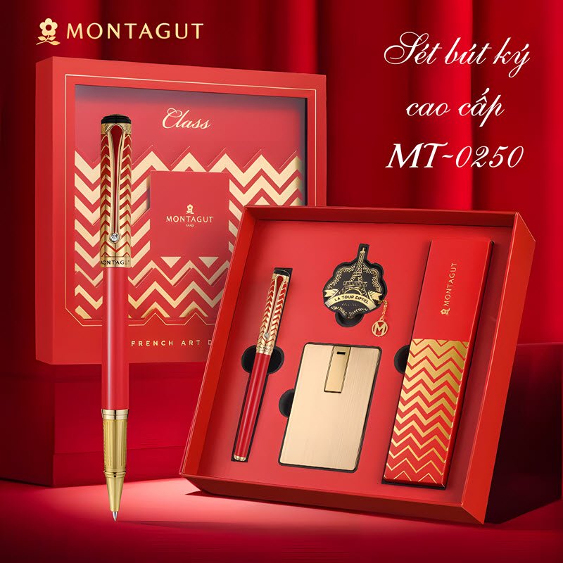Bộ quà tặng bút ký cao cấp MT0250 màu đỏ Relief 16 Bộ quà tặng bút ký cao cấp MT0250 màu đỏ Relief