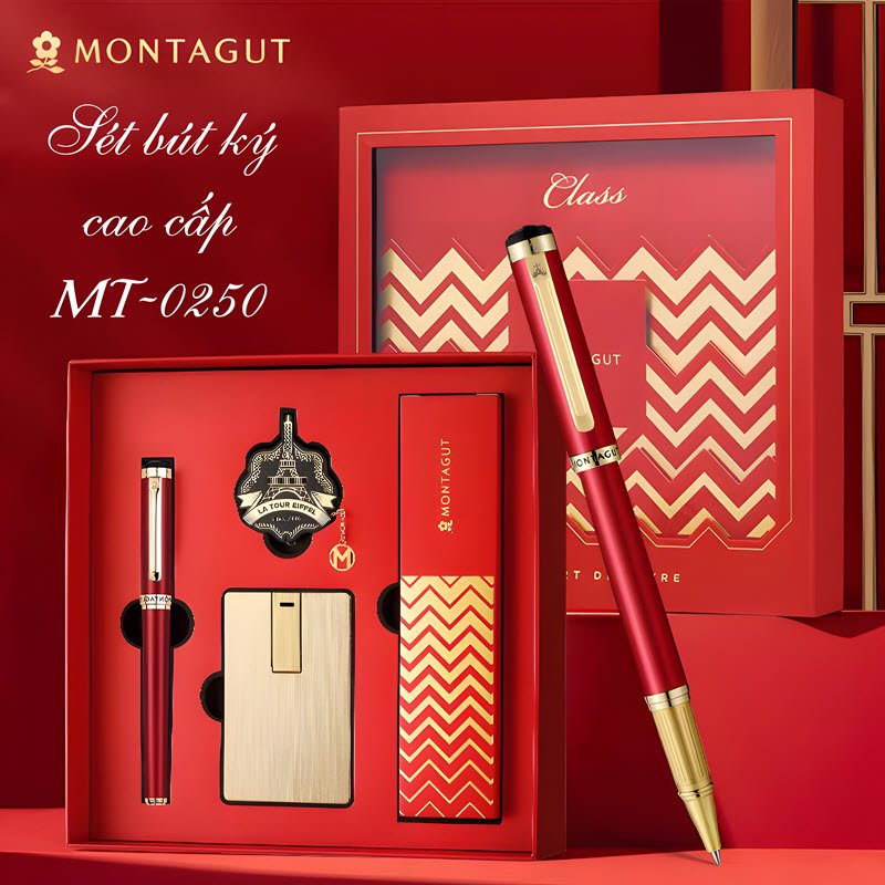 Bộ quà tặng bút ký cao cấp MT0250 màu đỏ 14 Bộ quà tặng bút ký cao cấp MT0250 màu đỏ