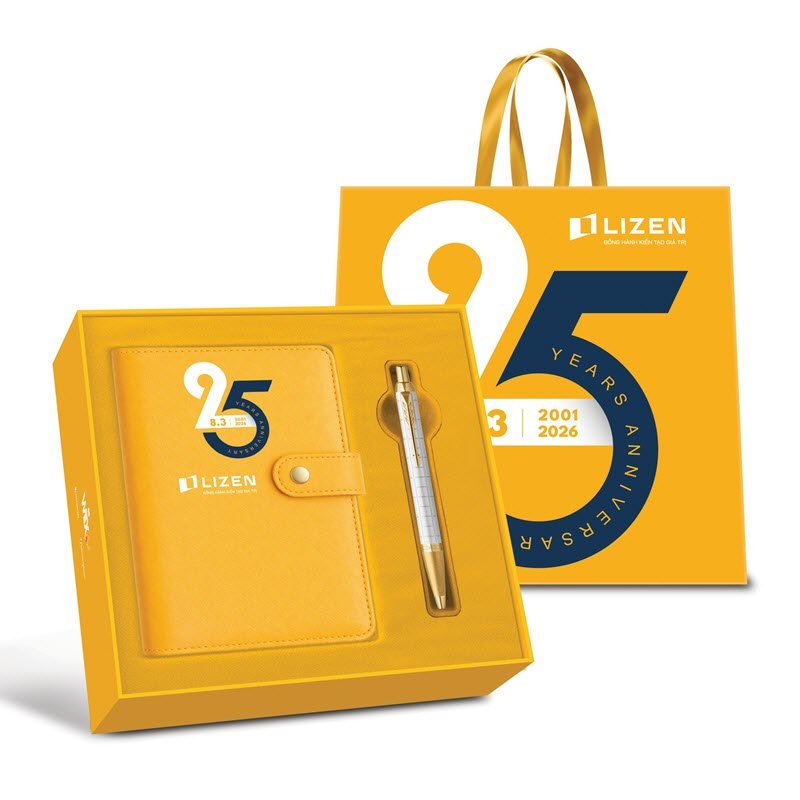 Hộp Quà Tặng Bút Ký Kỷ Niệm 25 Năm Thành Lập Công Ty CP Lizen