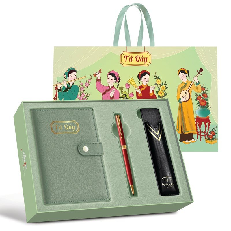 Hộp Quà Tặng Bút Ký “Tứ Quý” - Biểu Tượng Thịnh Vượng Cho Doanh Nghiệp