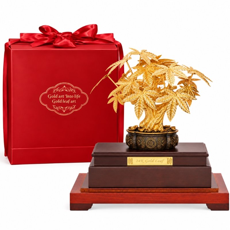 Cây Tài Lộc Dát Vàng 24K – Điểm Nhấn Kệ Tủ, Quà Tặng Lãnh Đạo Mang Ý Nghĩa Phát Triển Bền Vững Thành Công