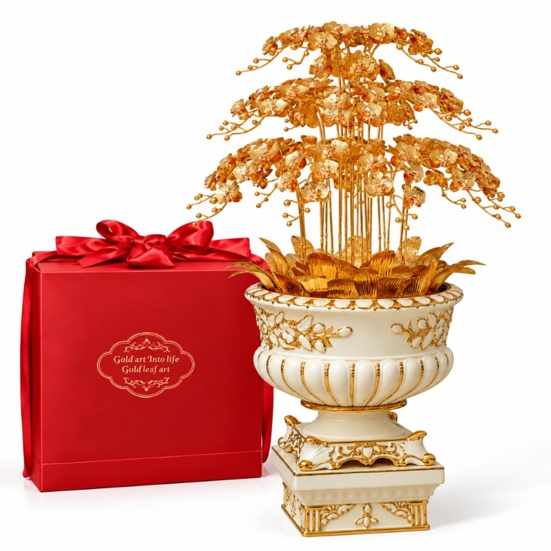 Chậu Hoa Lan Siêu VIP Dát Vàng 24K – Tạo Dấu Ấn Không Gian Doanh Nhân, Ghi Dấu Những Chặng Đường Thành Đạt
