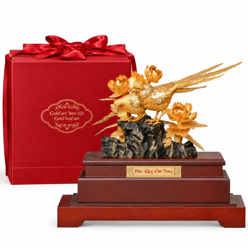 Tượng Chim Yến Phú Quý Mạ Vàng 24K – Trang Trí Phòng Lãnh Đạo, Quà Tặng Sếp Gửi Lời Chúc Thành Công Và Phát Triển