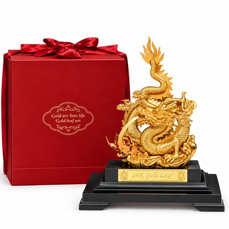 Tượng Rồng Nhả Ngọc Mạ Vàng 24K – Trưng Bày Phòng Khách, Quà Khai Trương Mang Ý Nghĩa Thịnh Vượng Và Thành Công