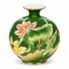 Bình Hút Lộc Hoa Sen Nền Xanh Vẽ Vàng 30cm - Tích Tụ Phúc Lộc, Gìn Giữ Bình An, Khơi Nguồn Thịnh Vượng