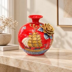 Bình Hút Lộc Màu Đỏ Thuận Buồm Xuôi Gió 30cm – Tô Điểm Không Gian Sang Trọng, Gửi Gắm Lời Chúc Kinh Doanh Hanh Thông