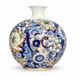 Bình Hút Lộc Phúc Lộc Thọ Ngàn Hoa 30cm Vẽ Vàng 24K – Tam Phúc Hội Tụ, Gia Đạo An Khang, Phú Quý Trường Tồn