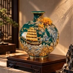 Bình Hút Lộc Thuận Buồm Xuôi Gió Cao Cấp H40 – Sứ Bát Tràng Xanh Ngọc Lục Bảo, Biểu Tượng Tài Lộc Và Thịnh Vượng