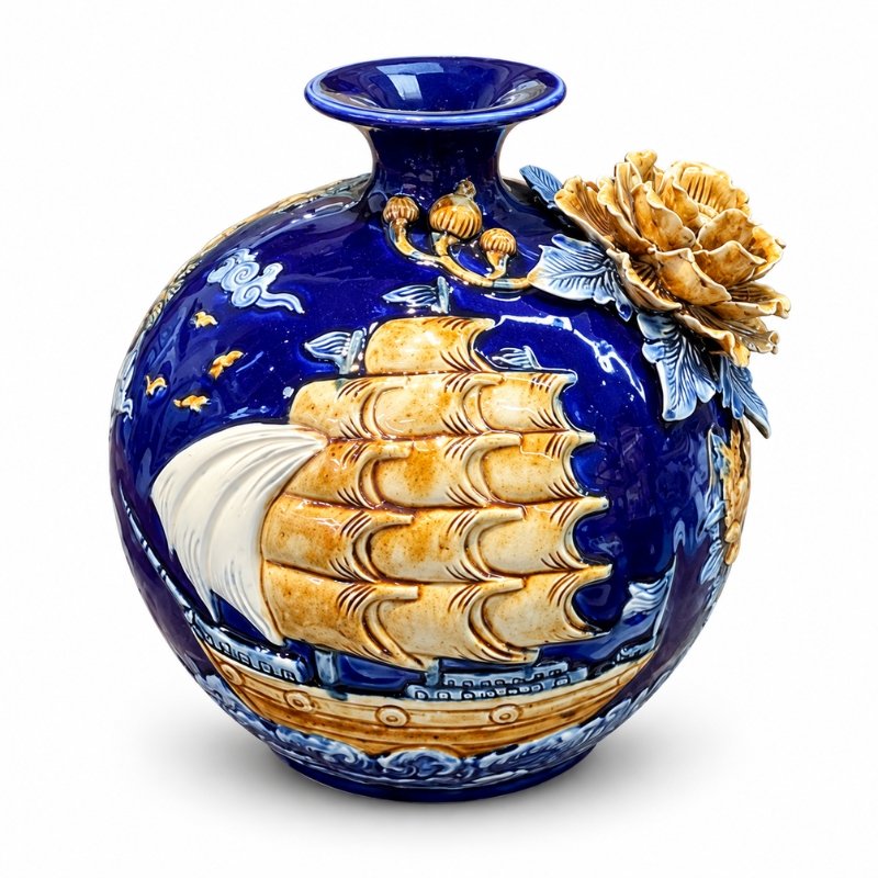 Wiix Gift 39 Bình Hút Lộc Thuận Buồm Xuôi Gió Xanh Sapphire 22cm – Sơn Thủy Hòa Sắc, Phúc Lộc Hội Tụ, Sự Nghiệp Thăng Hoa