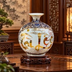 Bình Hút Lộc Vẽ Vàng Thuyền Tài Lộc Cao Cấp H35 – Trang Trí Phòng Khách, Gửi Gắm Mong Ước Sung Túc Và Thịnh Vượng