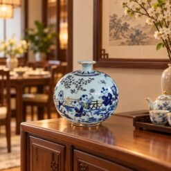 Bình Hút Lộc Vuốt Tay Bách Nhi Vẽ Vàng 15cm – Bách Tử Thiên Tôn, Phúc Đức Trường Tồn, Gia Môn Hưng Thịnh
