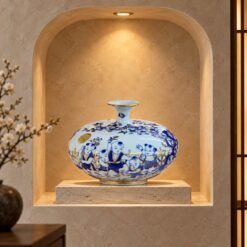 Bình Hút Lộc Vuốt Tay Vẽ Vàng 24K Cao 12cm – Bốn Mùa Đón Phúc, Gia Môn Hưng Thịnh, Quà Tặng Cát Tường