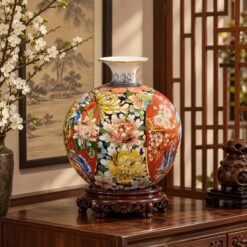 Bình Hút Phong Thủy Tài Lộc Màu Đỏ 35cm – Họa Tiết Thuận Buồm Xuôi Gió, Quà Tặng Khai Trương Mang Lời Chúc Thành Công