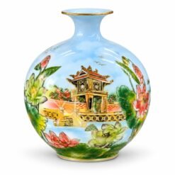 Bình Hút Tài Lộc Thắng Cảnh Hà Nội Cao 45cm – Sứ Bát Tràng Vẽ Vàng 24K, Tôn Vinh Di Sản Và Tô Điểm Không Gian Sống
