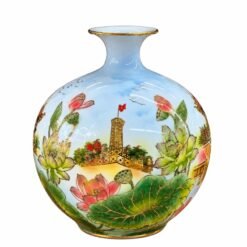 Bình Hút Tài Lộc Thắng Cảnh Hà Nội Cao 45cm – Sứ Bát Tràng Vẽ Vàng 24K, Tôn Vinh Di Sản Và Tô Điểm Không Gian Sống