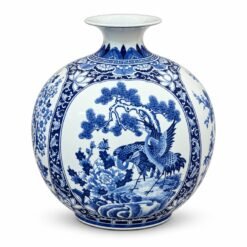 Bình Hút Tài Lộc Tứ Cảnh Cao Cấp 35cm – Họa Tiết Tùng Cúc Sen Đào, Trang Trí Phòng Khách Và Gửi Gắm Lời Chúc Phú Quý