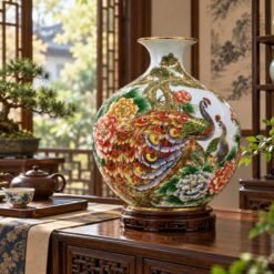Bình Hút Tài Lộc Tùng Công Phú Quý 40cm – Tùng Công Cát Tường, Gia Đạo An Khang, Phú Quý Trường Tồn