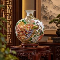 Bình Hút Tài Lộc Tùng Công Phú Quý 40cm – Tùng Công Cát Tường, Gia Đạo An Khang, Phú Quý Trường Tồn