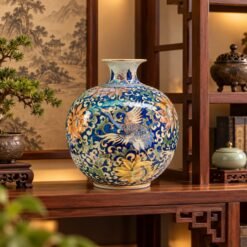 Bình Tài Lộc Bách Điểu Ngàn Hoa Vẽ Vàng Cao Cấp 35cm – Điểm Nhấn Nghệ Thuật, Biểu Tượng Sung Túc Và Thịnh Vượng