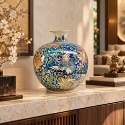 Bình Tài Lộc Bách Điểu Ngàn Hoa Vẽ Vàng Cao Cấp 35cm – Điểm Nhấn Nghệ Thuật, Biểu Tượng Sung Túc Và Thịnh Vượng