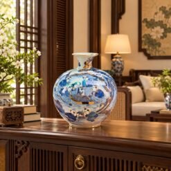Bình Tài Lộc Bách Nhi Đồ Men Lam Vẽ Vàng 35cm – Điểm Nhấn Không Gian, Gửi Gắm Phúc Lộc Và Hạnh Phúc Viên Mãn
