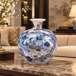 Bình Tài Lộc Bách Nhi Đồ Men Lam Vẽ Vàng 35cm – Điểm Nhấn Không Gian, Gửi Gắm Phúc Lộc Và Hạnh Phúc Viên Mãn
