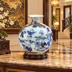 Bình Tài Lộc Bách Nhi Đồ Vẽ Vàng Cao Cấp – Sứ Bát Tràng Men Lam, Trang Trí Sang Trọng Và Biểu Tượng Phúc Lộc Viên Mãn