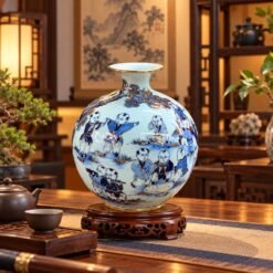 Bình Tài Lộc Bách Nhi Đồ Vẽ Vàng Cao Cấp – Sứ Bát Tràng Men Lam, Trang Trí Sang Trọng Và Biểu Tượng Phúc Lộc Viên Mãn