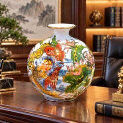Bình Tài Lộc Cá Chép Ngậm Tiền Vẽ Vàng Cao Cấp 35cm – Sứ Bát Tràng Vẽ Vàng 24K, Trang Trí Sang Trọng Và Biểu Tượng Phú Quý Sung Túc