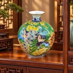 Bình Tài Lộc Chim Uyên Ương Vẽ Vàng 24K Cao 30cm – Món Quà Cưới, Tân Gia Mang Lời Chúc Hạnh Phúc Và Gia Đình Hòa Thuận