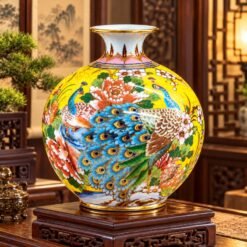 Bình Tài Lộc Công Đào Bát Tràng Vẽ Vàng 24K – Điểm Nhấn Nghệ Thuật Cho Phòng Khách, Món Quà Tân Gia Và Khai Trương Gửi Gắm Lời Chúc Phú Quý