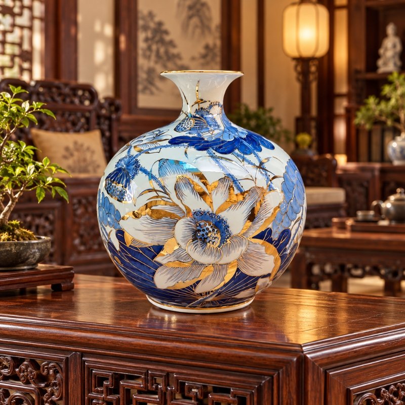 Bình Tài Lộc Hoa Sen Men Lam Vẽ Vàng Cao Cấp 35cm – Nghệ Thuật Gốm Sứ Tinh Tế, Trang Trí Thanh Lịch, Quà Biếu Ý Nghĩa 8 Bình Tài Lộc Hoa Sen Men Lam Vẽ Vàng Cao Cấp 35cm – Nghệ Thuật Gốm Sứ Tinh Tế, Trang Trí Thanh Lịch, Quà Biếu Ý Nghĩa