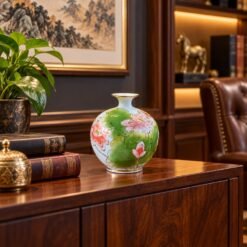 Bình Tài Lộc Hoa Sen Vẽ Vàng Cao 25cm – Tinh Hoa Gốm Sứ Bát Tràng, Điểm Tô Không Gian Thịnh Vượng