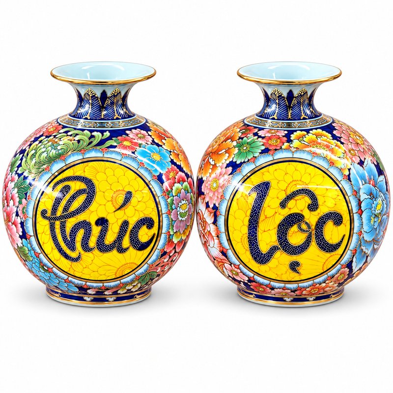 Wiix Gift 39 Bình Tài Lộc Phúc Lộc Ngàn Hoa Vuốt Tay Cao 25cm – Món Quà Tân Gia, Khai Trương Mang Lời Chúc May Mắn Và Kinh Doanh Thuận Lợi
