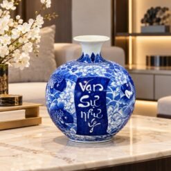Bình Tài Lộc Vạn Sự Như Ý Men Lam Cao Cấp 30cm – Điểm Nhấn Nội Thất Thanh Lịch, Mang Ý Nghĩa Sung Túc Và Vạn Điều Hanh Thông