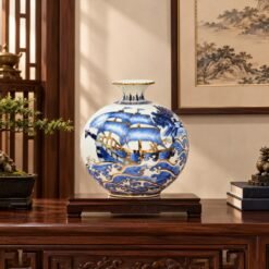 Bình Thuận Buồm Xuôi Gió Sứ Bát Tràng Vẽ Vàng 24K 25cm – Buồm Căng Đón Lộc, Vạn Sự Han​​h Thông, Phú Quý Bền Lâu