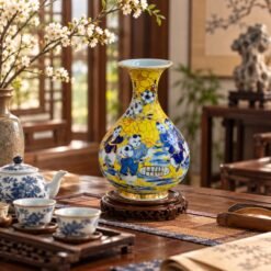 Bình Vẽ Vàng Mini Vẽ Bách Nhi Đồ Cao 20cm – Bách Nhi Hoan Hỷ, Gia Đình Viên Mãn, Hạnh Phúc Trường Tồn