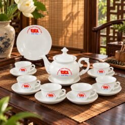 Bộ Ấm Chén Bát Tràng In Logo Quà Tặng – Sứ Trắng Thanh Lịch, Tôn Vinh Nghệ Thuật Tiếp Khách Và Lưu Dấu Thương Hiệu