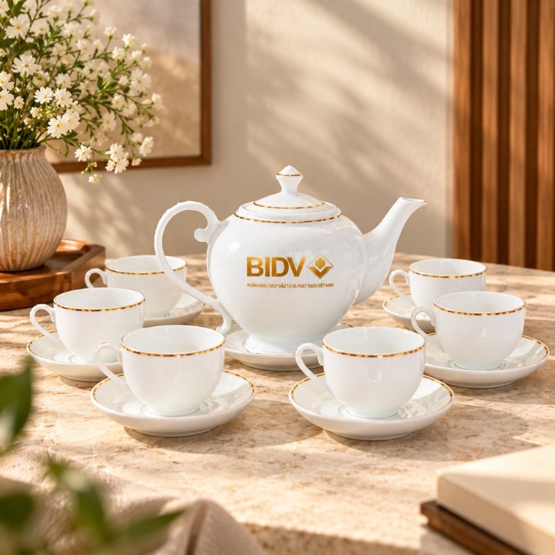 Bộ Ấm Chén In Logo Quà Tặng Ngân Hàng BIDV – Tinh Hoa Sứ Bát Tràng In Vàng 24K, Gửi Trao Lời Tri Ân Và Gắn Kết Khách Hàng Bền Lâu 8 Bộ Ấm Chén In Logo Quà Tặng Ngân Hàng BIDV – Tinh Hoa Sứ Bát Tràng In Vàng 24K, Gửi Trao Lời Tri Ân Và Gắn Kết Khách Hàng Bền Lâu