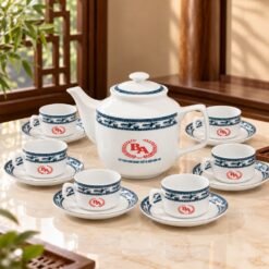 Bộ Ấm Trà In Logo Quà Tặng Cho Đối Tác Thiết Bị Điện Bình An – Tinh Hoa Gốm Việt, Dấu Ấn Thương Hiệu