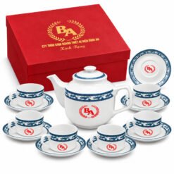Bộ Ấm Trà In Logo Quà Tặng Cho Đối Tác Thiết Bị Điện Bình An – Tinh Hoa Gốm Việt, Dấu Ấn Thương Hiệu
