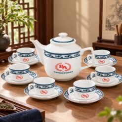 Bộ Ấm Trà In Logo Quà Tặng Cho Đối Tác Thiết Bị Điện Bình An – Tinh Hoa Gốm Việt, Dấu Ấn Thương Hiệu