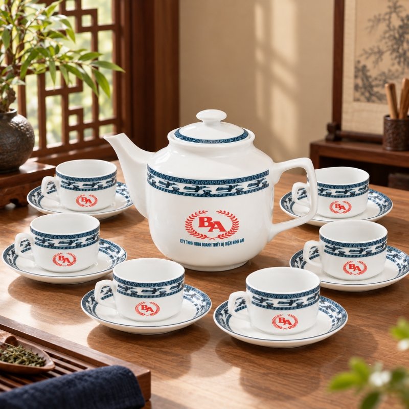 Bộ Ấm Trà In Logo Quà Tặng Cho Đối Tác Thiết Bị Điện Bình An – Tinh Hoa Gốm Việt, Dấu Ấn Thương Hiệu 10 Bộ Ấm Trà In Logo Quà Tặng Cho Đối Tác Thiết Bị Điện Bình An – Tinh Hoa Gốm Việt, Dấu Ấn Thương Hiệu