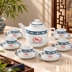 Bộ Ấm Trà In Logo Quà Tặng Cho Đối Tác Thiết Bị Điện Bình An – Tinh Hoa Gốm Việt, Dấu Ấn Thương Hiệu